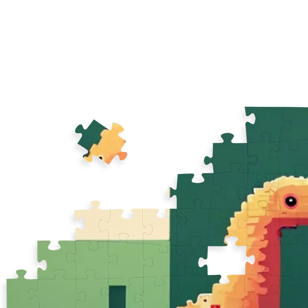 Cute Dino Pixel Puzzles – 8 Bit Jigsaw Puzzle – Dinosaurs Puzzles