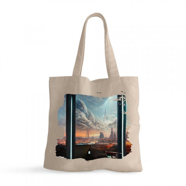 Space Station City Art Small Tote Bag – Graphic Shopping Bag | Shopamericaio