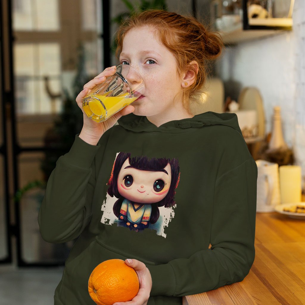 Anime Girl Smiling Kids’ Sponge Fleece Hoodie – Cute Hoodie for Kids