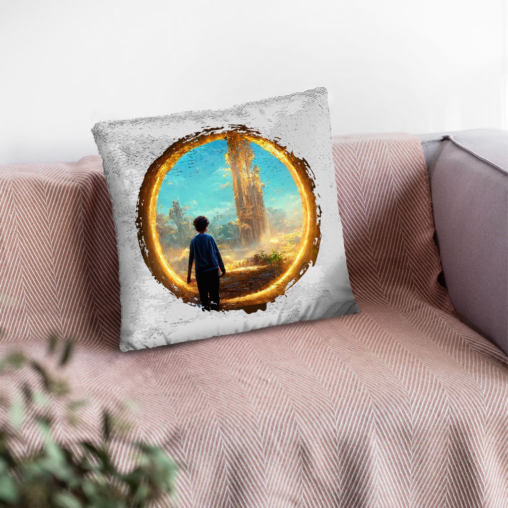 Mystical Fantasy World Art Sequin Pillow Case – Landscape Pillow Case