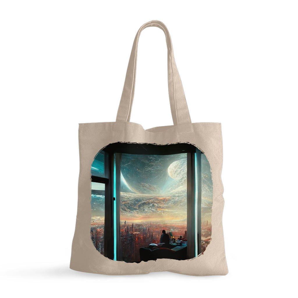 Futuristic City Art Small Tote Bag – Space City Shopping Bag | Shopamericaio