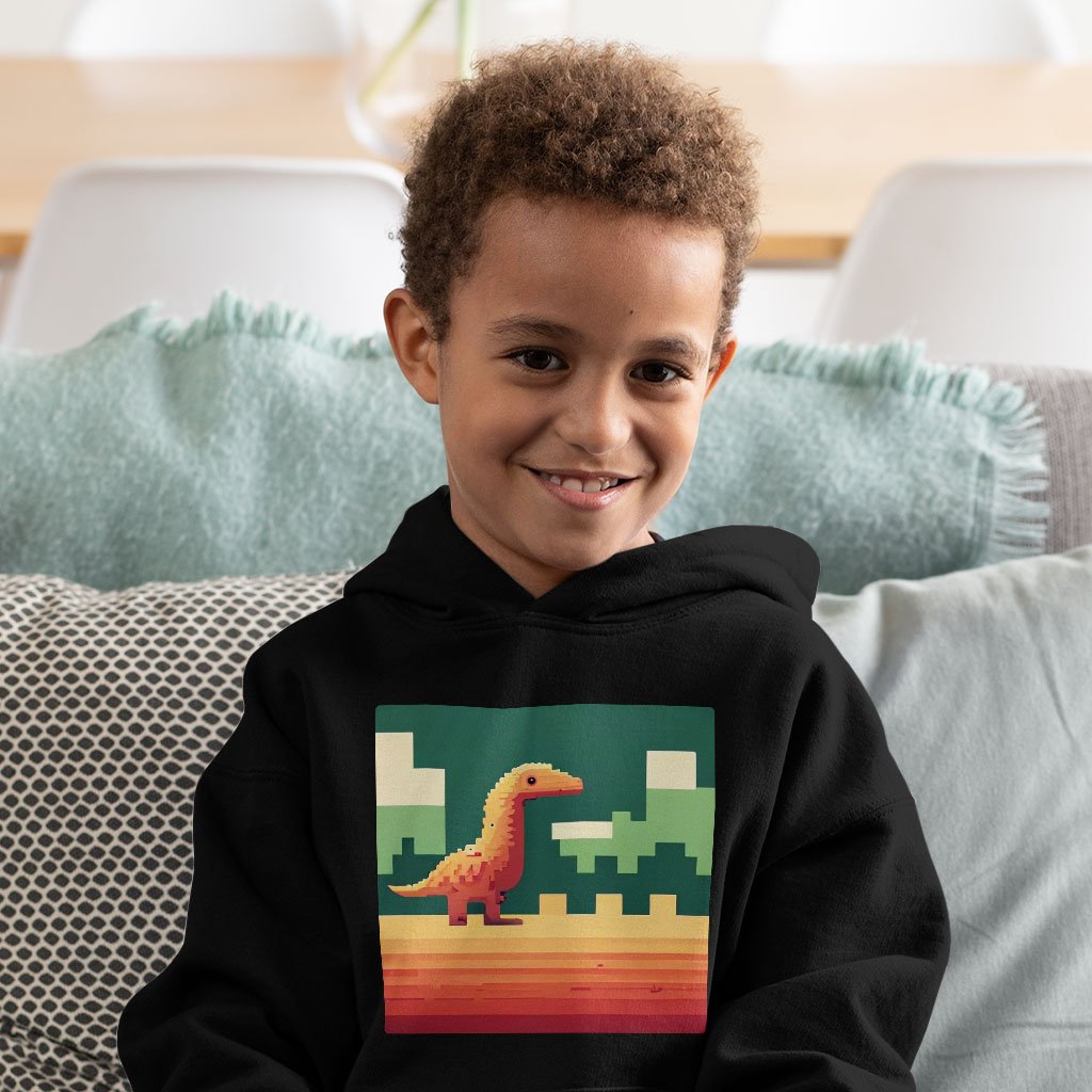Cute Dino Pixel Toddler Hoodie – 8 Bit Toddler Hooded Sweatshirt | Shopamericaio