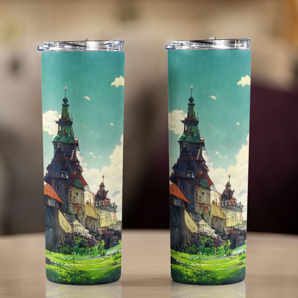 City Landscape Cartoon Art 20oz Skinny Tumbler – Cartoon Travel Mug
