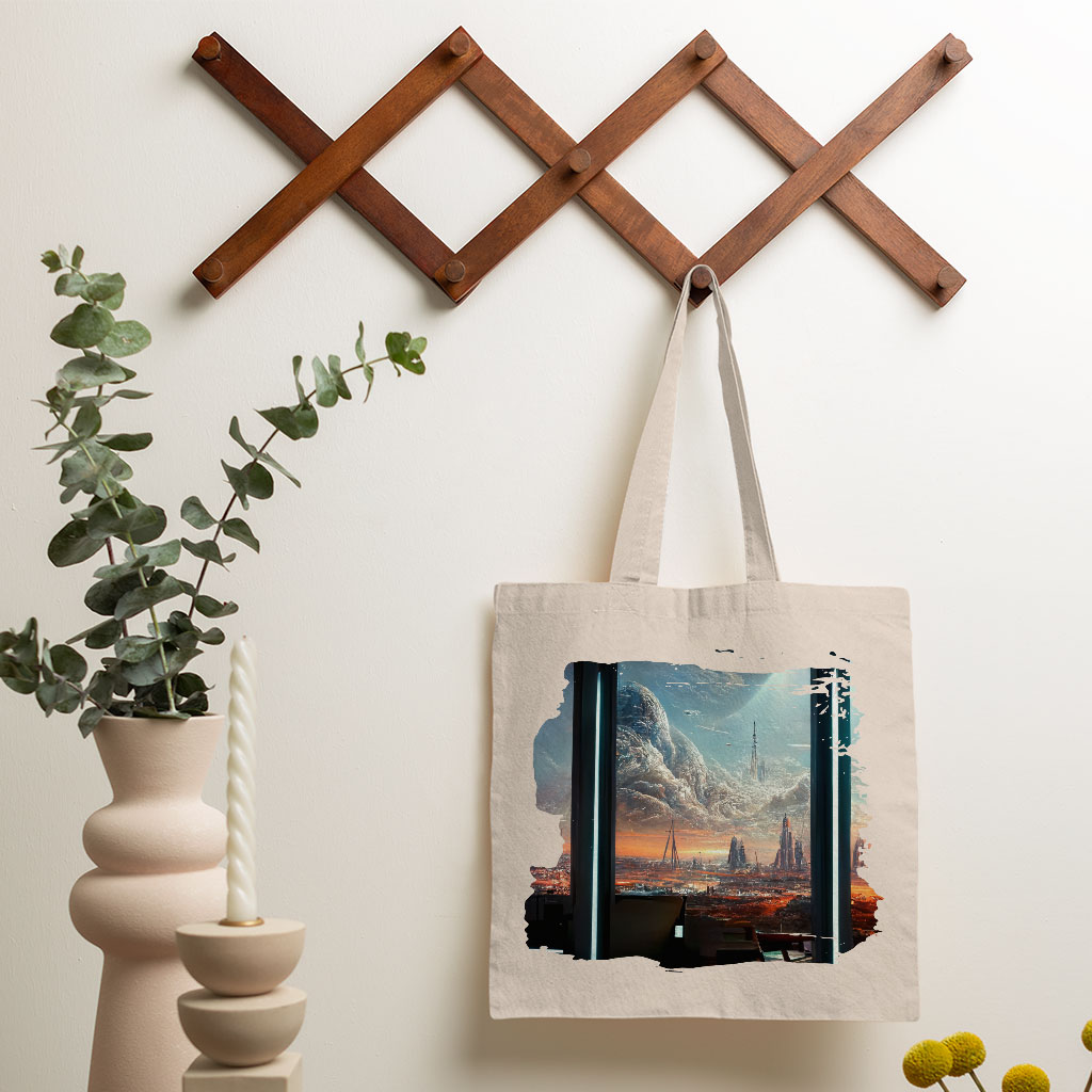 Space Station City Art Small Tote Bag – Graphic Shopping Bag | Shopamericaio