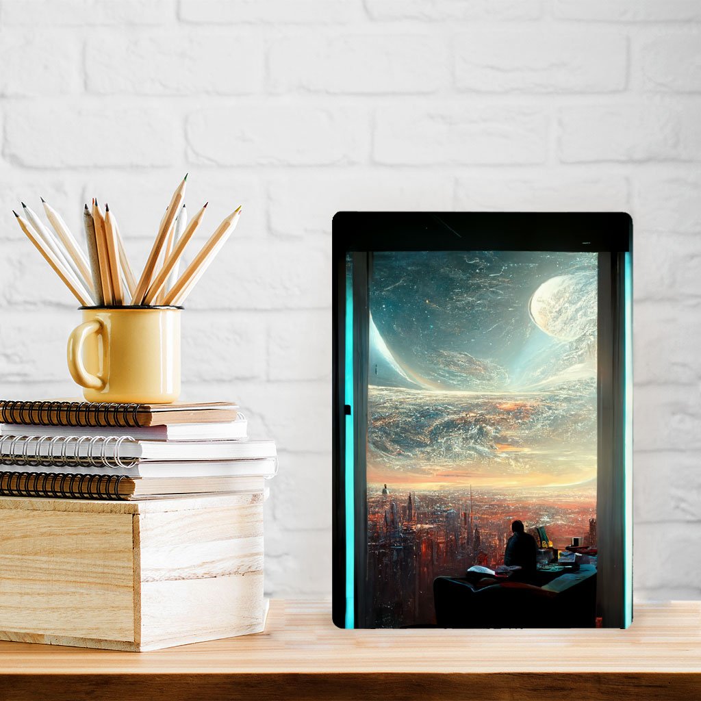 Futuristic City Art Metal Photo Prints – Space City Decor Picture