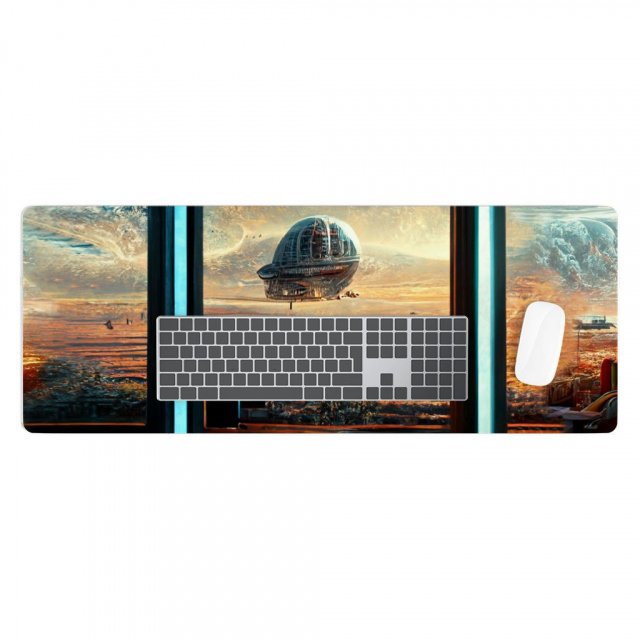 Future City Art Desk Mat – Printed Desk Pad – Cool Laptop Desk Mat