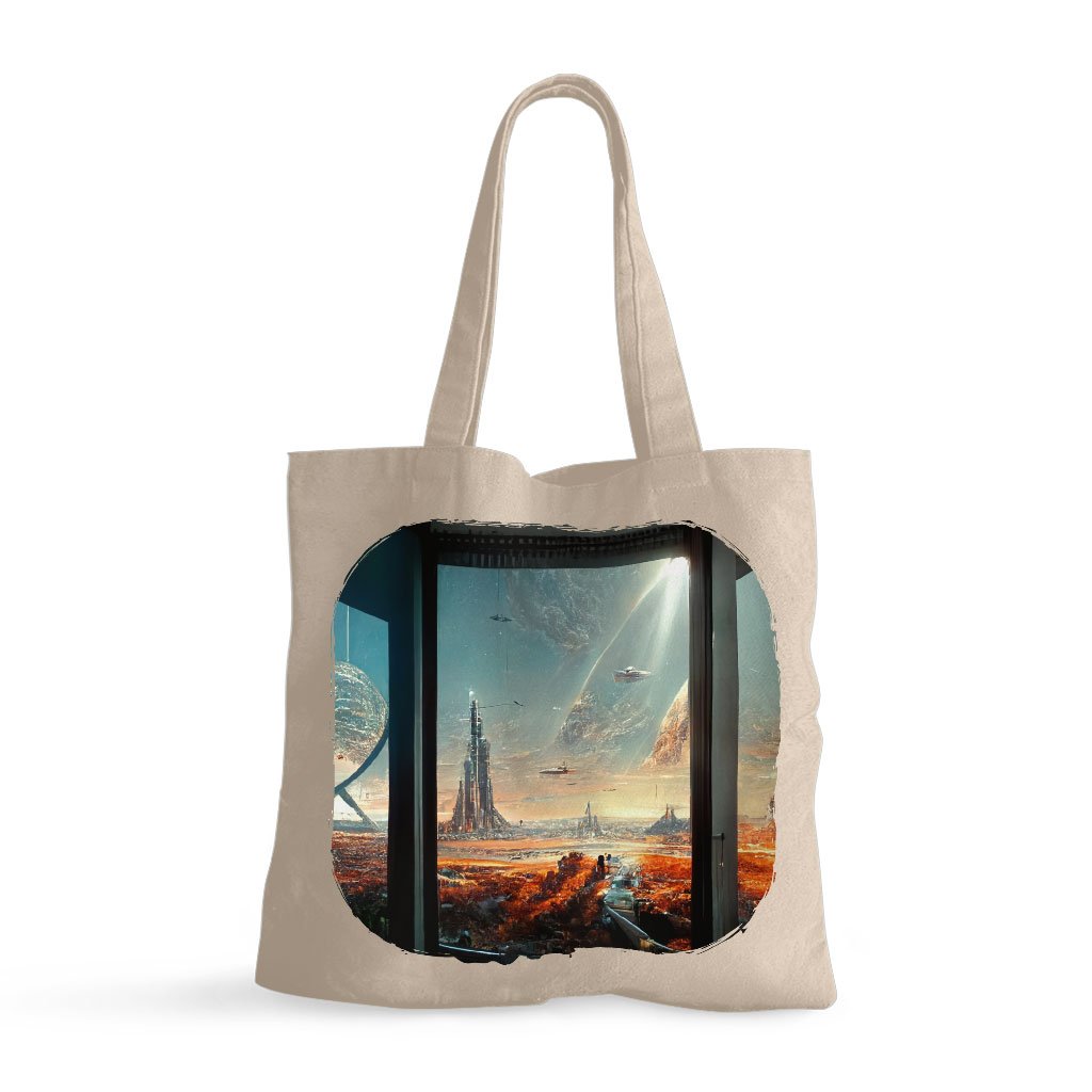 City Outer Space Concept Art Small Tote Bag – Cityscape Shopping Bag