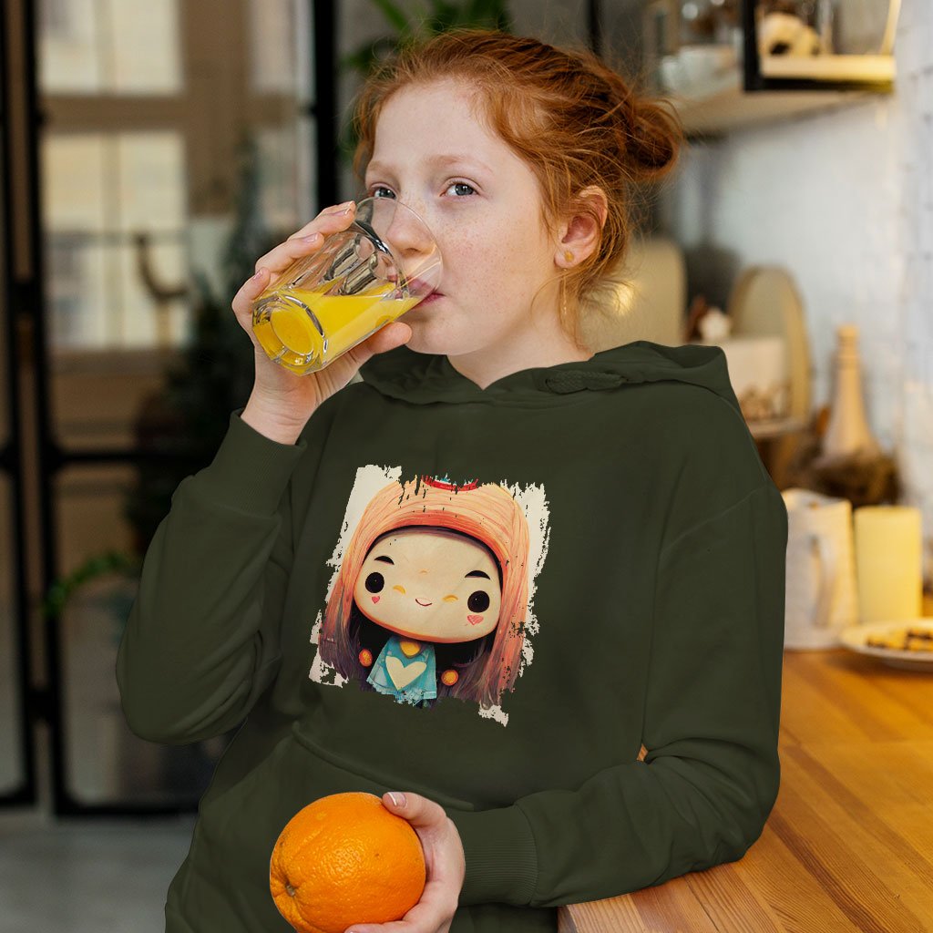 Cute Anime Girl Print Kids’ Sponge Fleece Hoodie – Kawaii Kids’ Hoodie