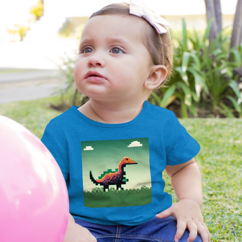 Cute Dinosaur Baby Jersey T-Shirt – Retro Baby T-Pixel T | Shopamericaio