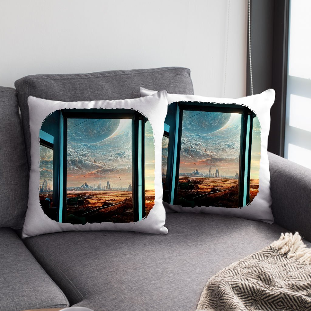 Futuristic City Night Art Square Pillow Cases – Future World Pillow Covers
