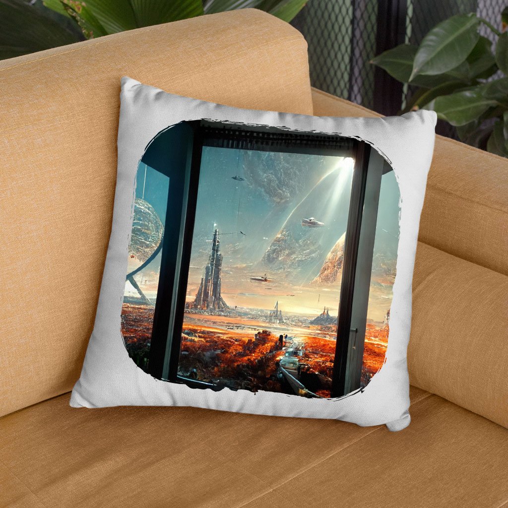 City Outer Space Concept Art Square Pillow Cases – Cityscape Pillow Covers