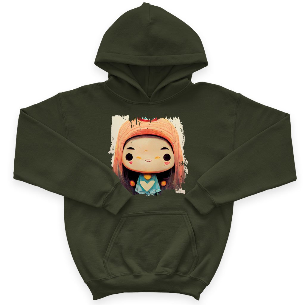 Cute Anime Girl Print Kids’ Sponge Fleece Hoodie – Kawaii Kids’ Hoodie