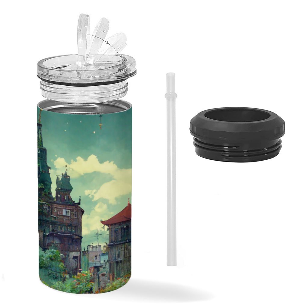 Cartoon City Art Insulated Slim Can Cooler – Anime Can Cooler | Africa Mug