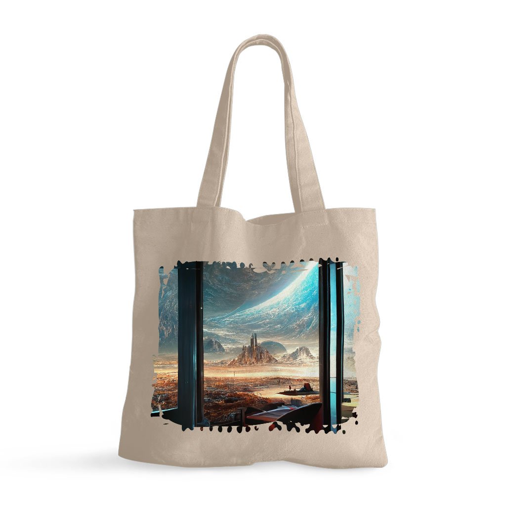 Space City Art Small Tote Bag – Future World Shopping Bag – Cityscape Tote Bag