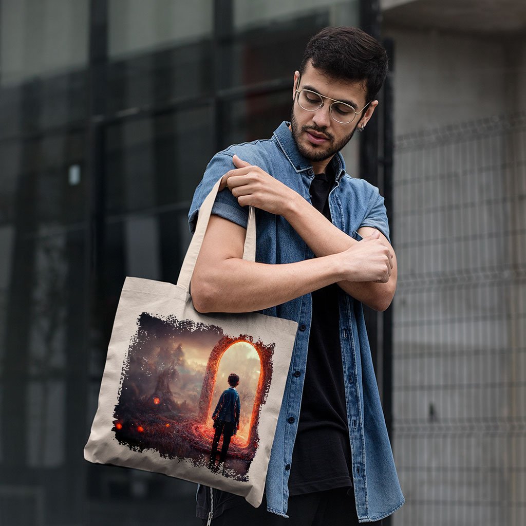 Magical World Fantasy Art Small Tote Bag – Portal Shopping Bag | Demon Desk Mat