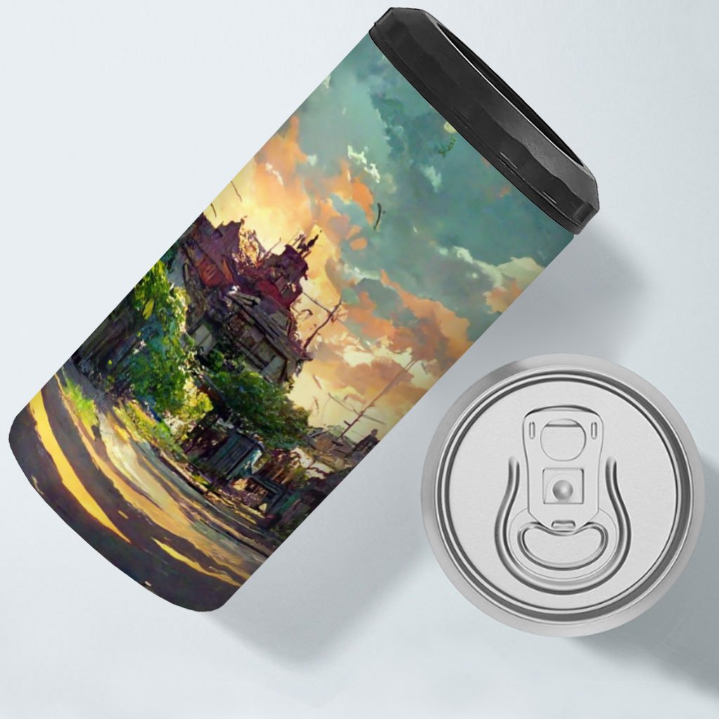 Cartoon City Concept Art Insulated Slim Can Cooler – Anime Can Cooler