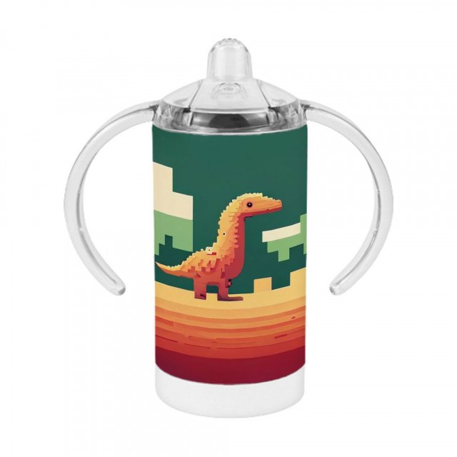 Cute Dino Pixel Sippy Cup – 8 Bit Baby Sippy Cup – Dinosaurs Sippy Cup