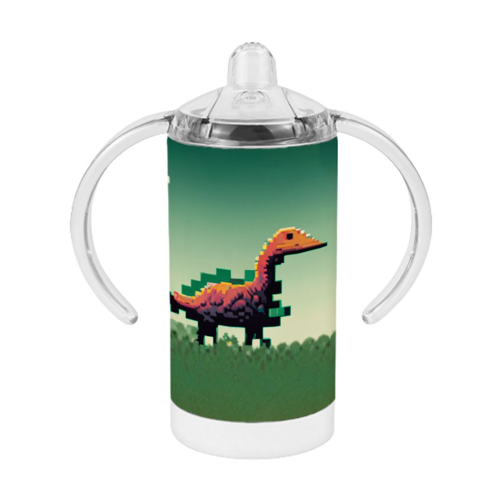 Cute Dinosaur Sippy Cup – Retro Baby Sippy Cup – Pixel Sippy Cup | Shopamericaio