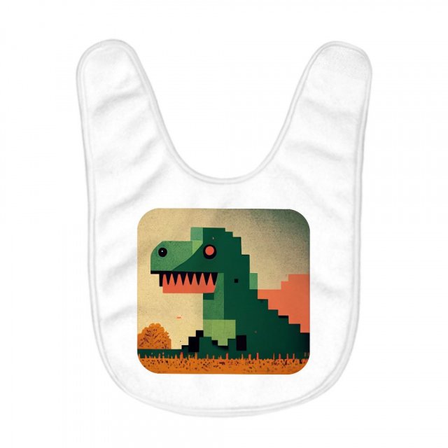 Dinosaurs Pixel Art Baby Bibs – Dino Baby Feeding Bibs – Graphic Bibs for Eating