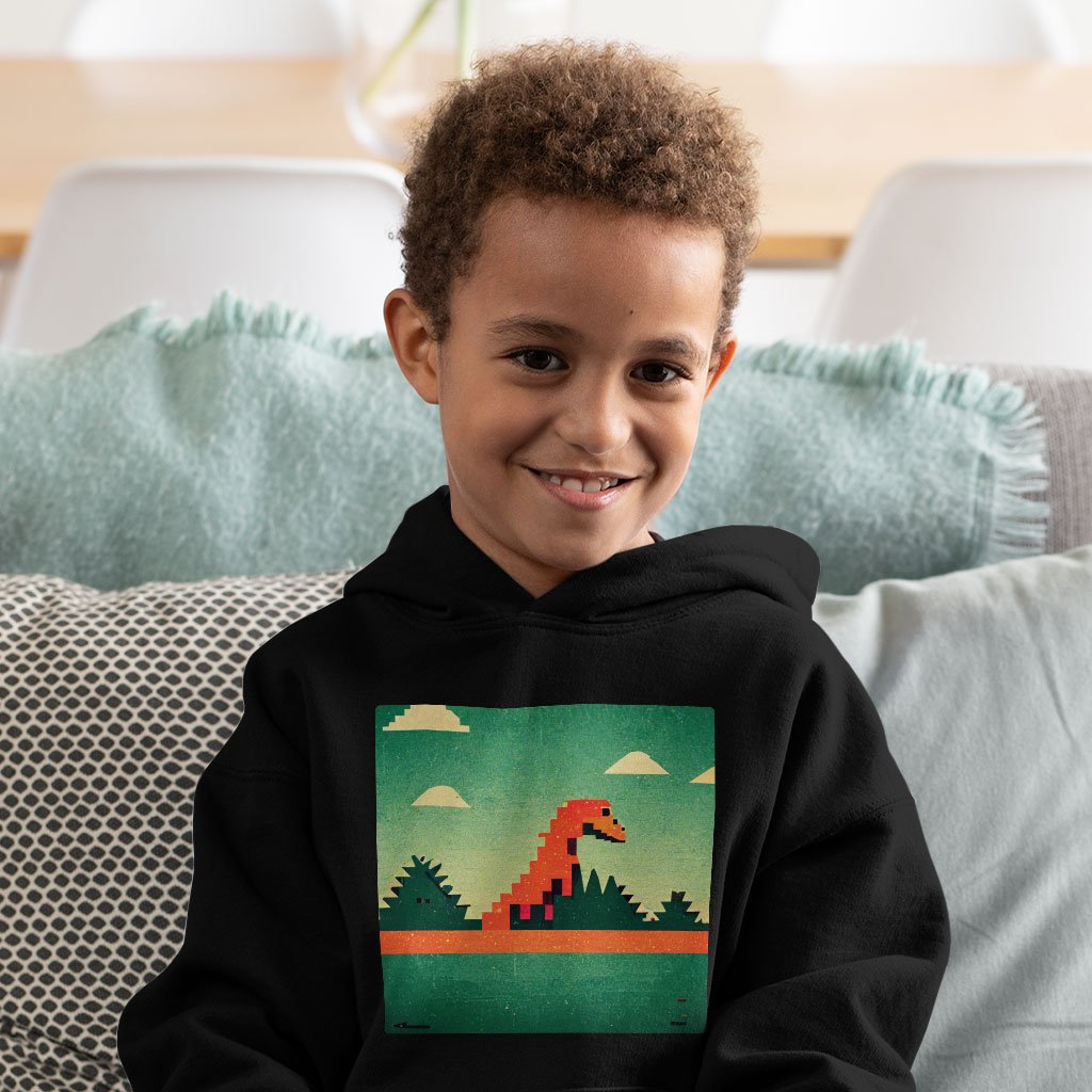 Dino Pixel Art Toddler Hoodie – Cute Dinosaur Toddler Hooded Sweatshirt