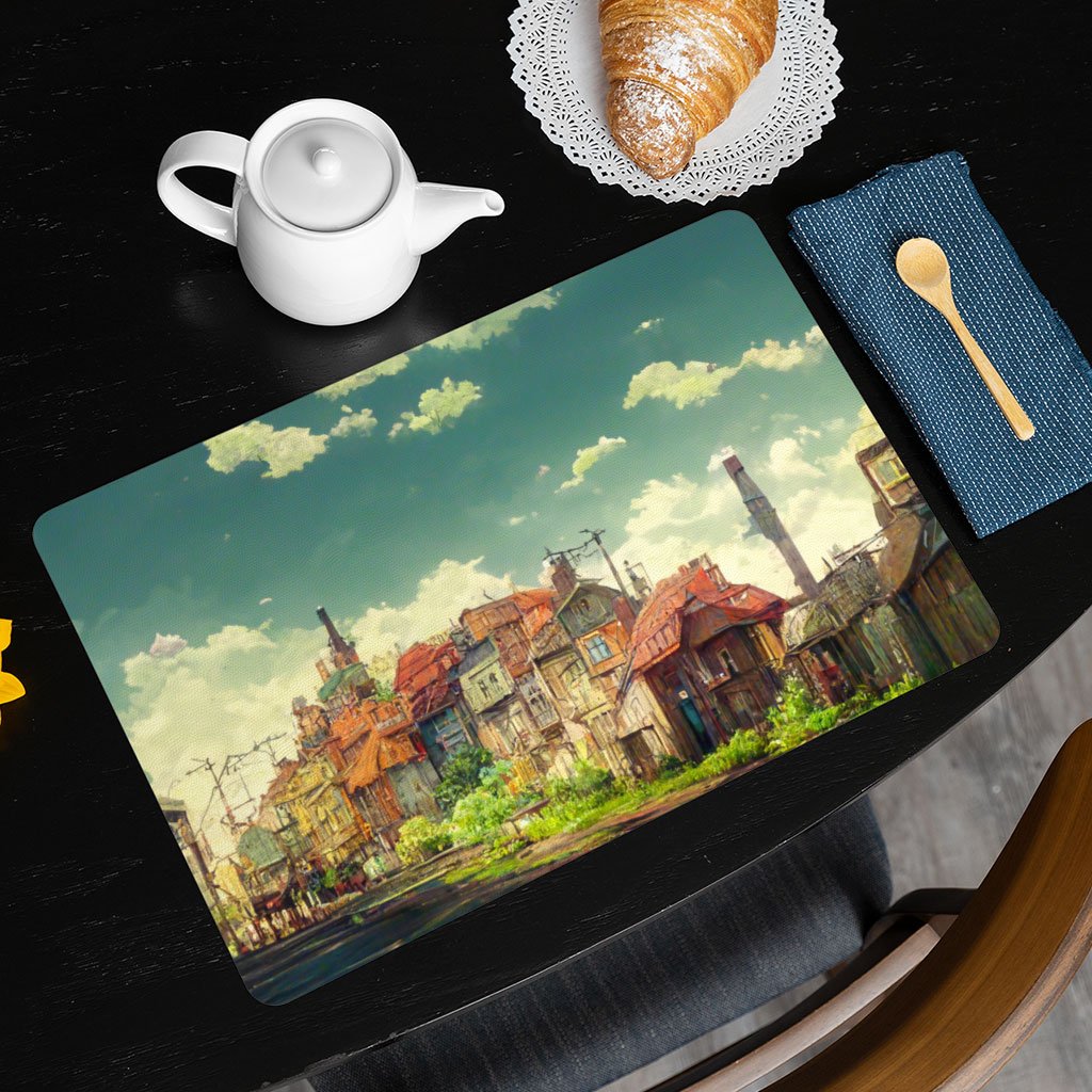City Pop Anime Print Placemats 2 PCS – Art Placemats for Kitchen Table
