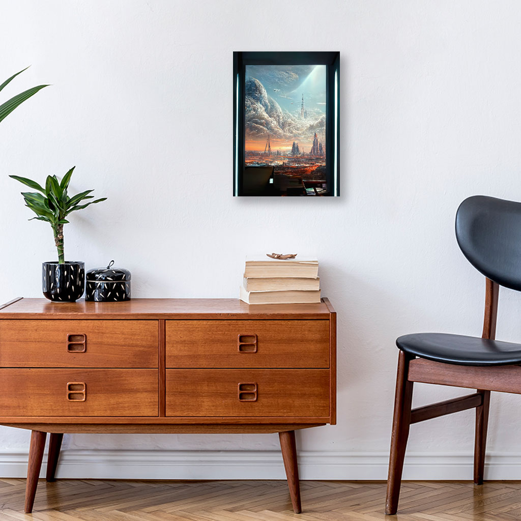 Space Station City Art Wall Picture – Graphic Stretched Canvas | Shopamericaio
