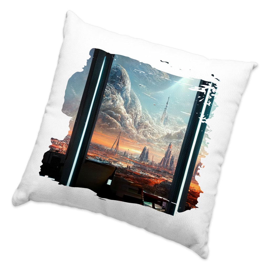 Space Station City Art Square Pillow Cases – Graphic Pillow Covers