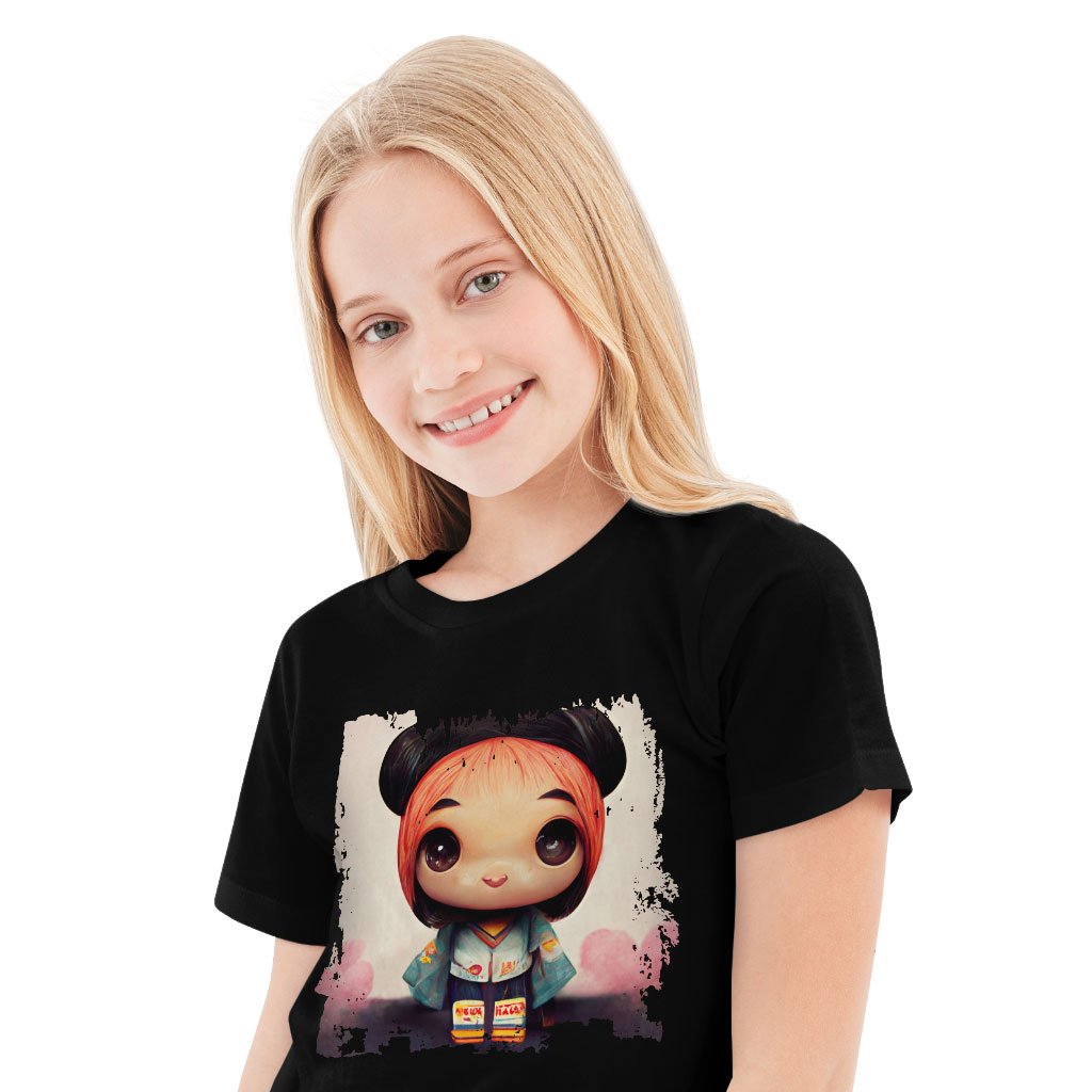 Girl Print Kids’ T-Shirt – Anime T | Cute Dino Pixel Kids’ T-Shirt