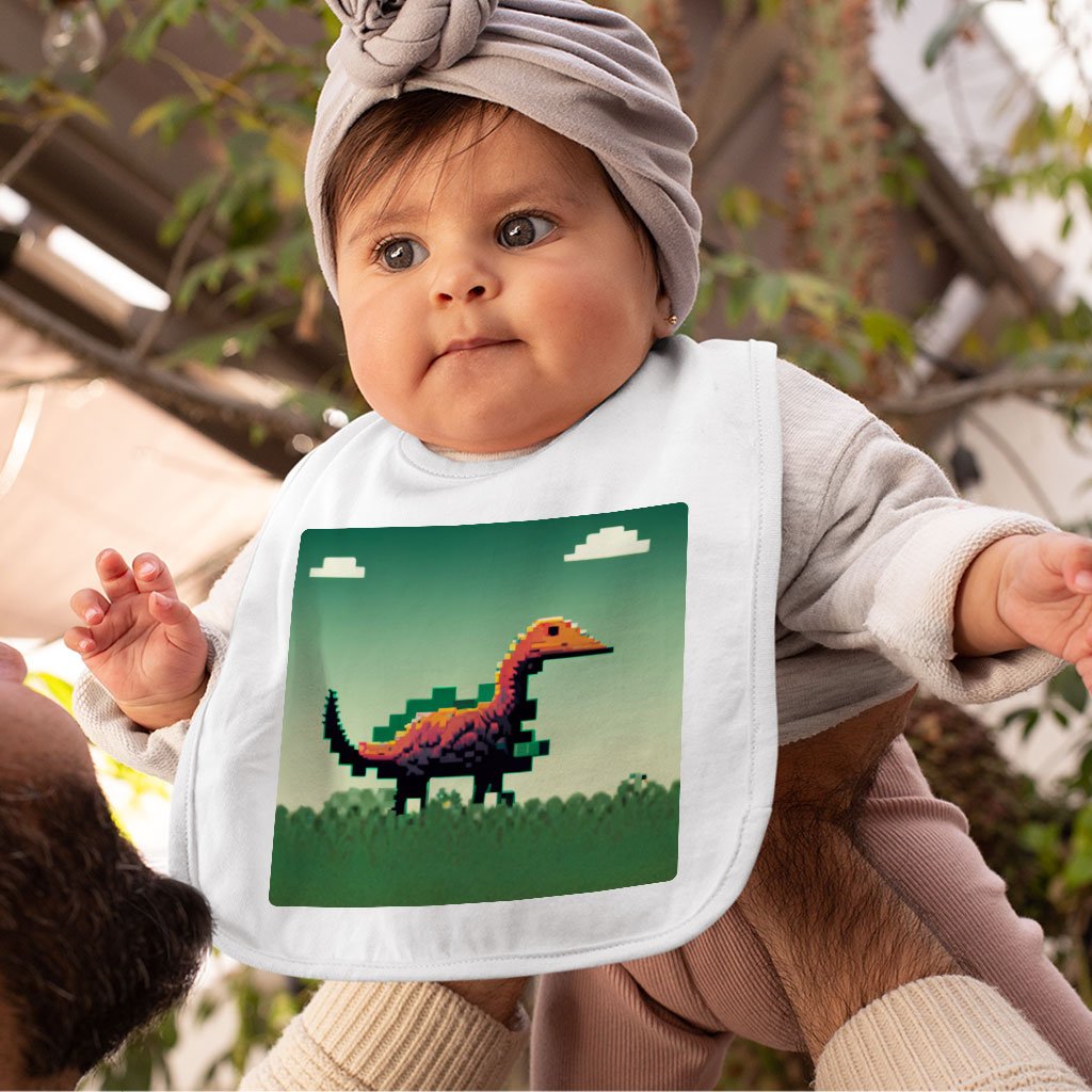 Cute Dinosaur Baby Bibs – Retro Baby Feeding Bibs – Pixel Bibs for Eating