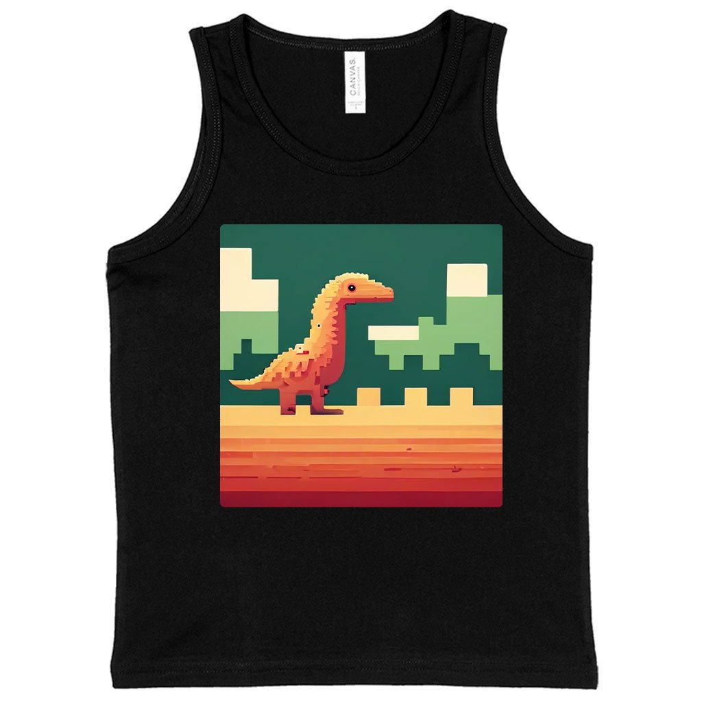 Cute Dino Pixel Kids’ Jersey Tank – 8 Bit Sleeveless T-Shirt | Shopamericaio