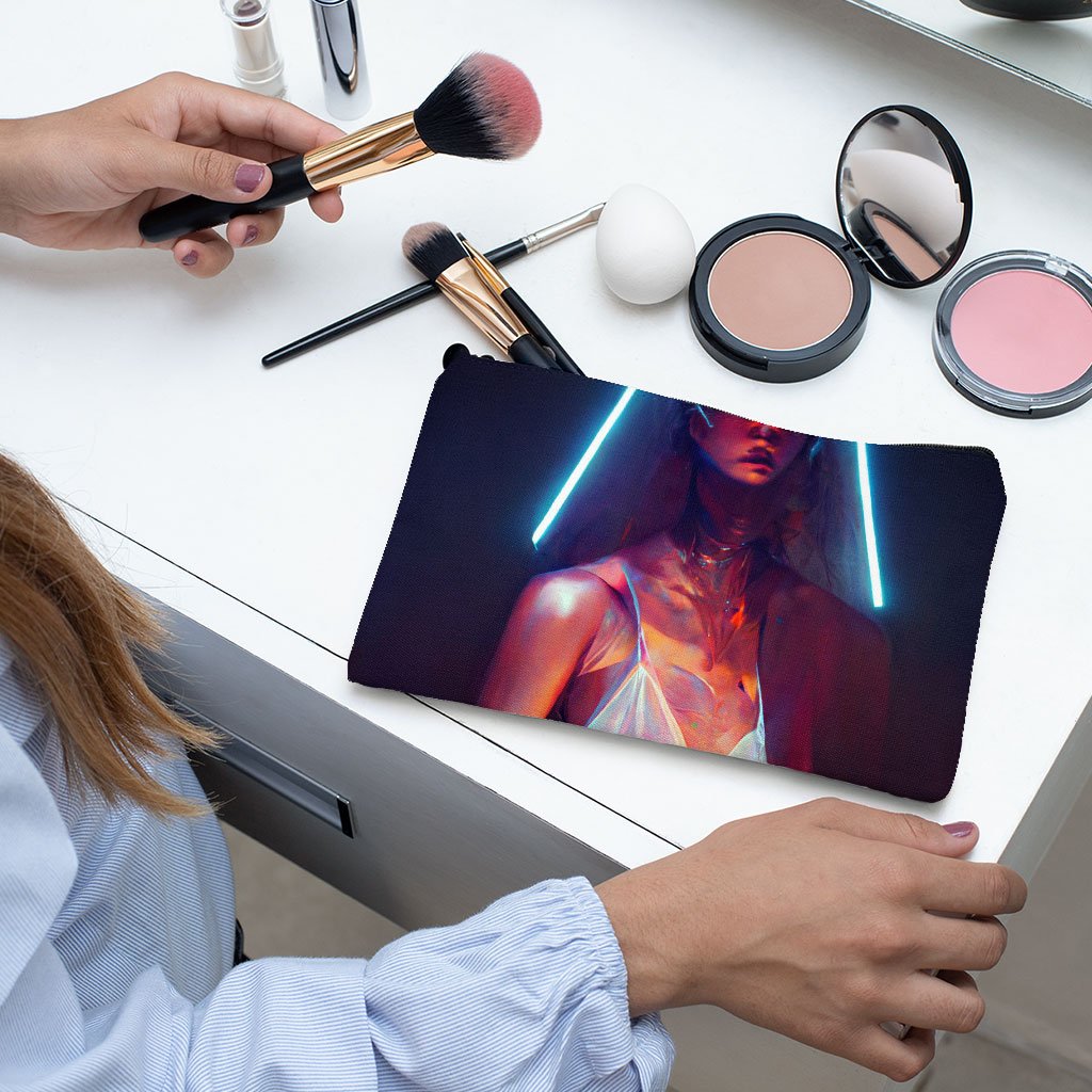 Cool Supermodel Art Makeup Bag – Cool Cosmetic Bag – Futuristic Makeup Pouch