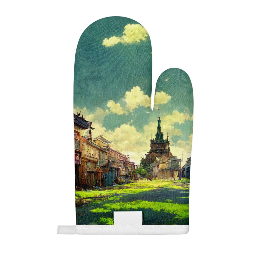 Anime City Background Art Oven Mitt – Painting Oven Glove | Shopamericaio