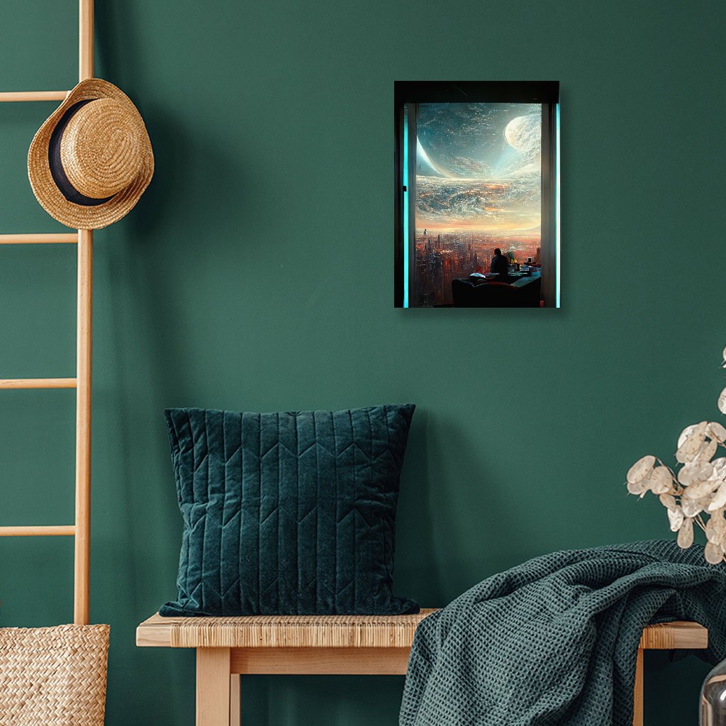 Futuristic City Art Wall Picture – Space City Stretched Canvas | Shopamericaio