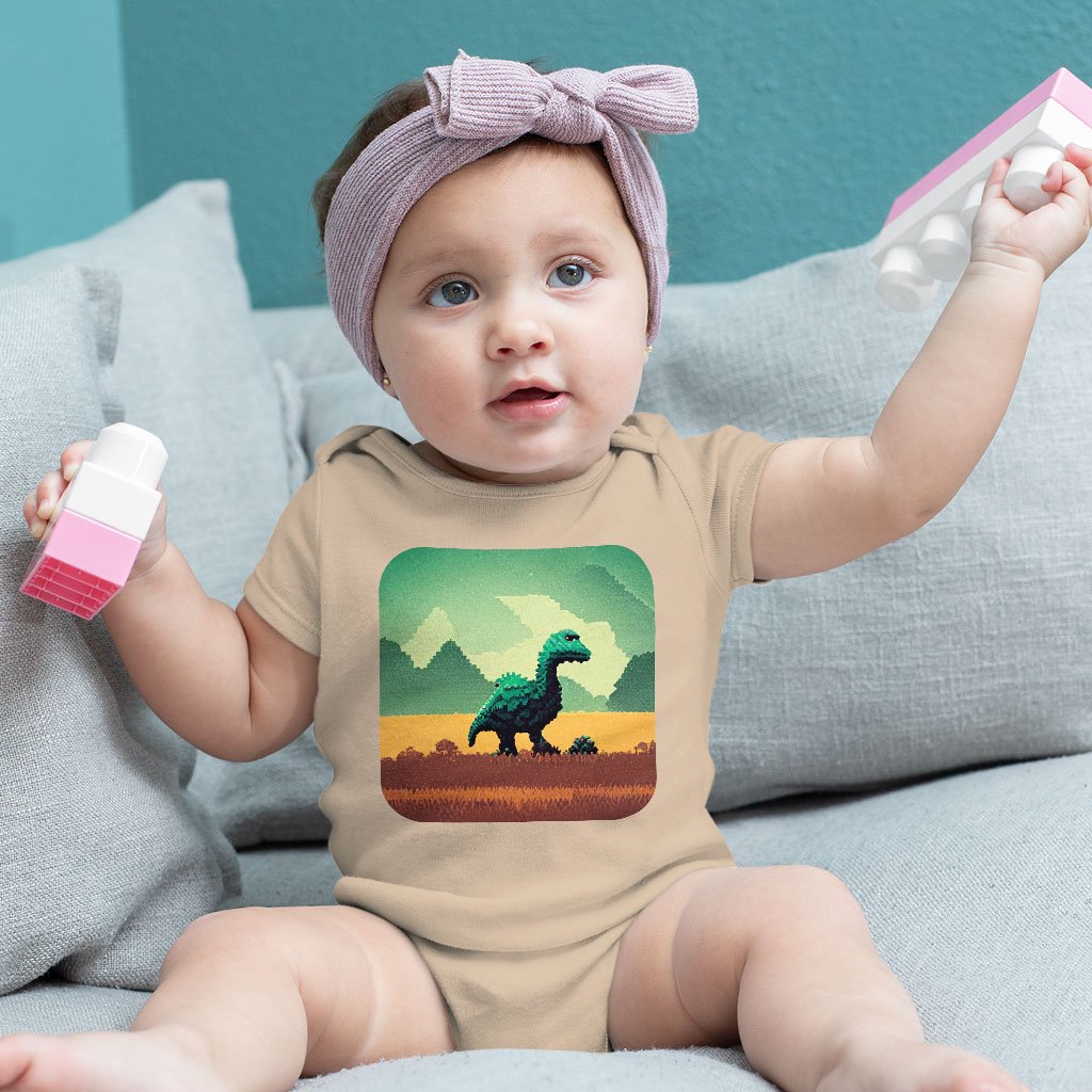 Cute Dino Baby Jersey Onesie – Pixel Baby Onesie – Printed Baby One-Piece