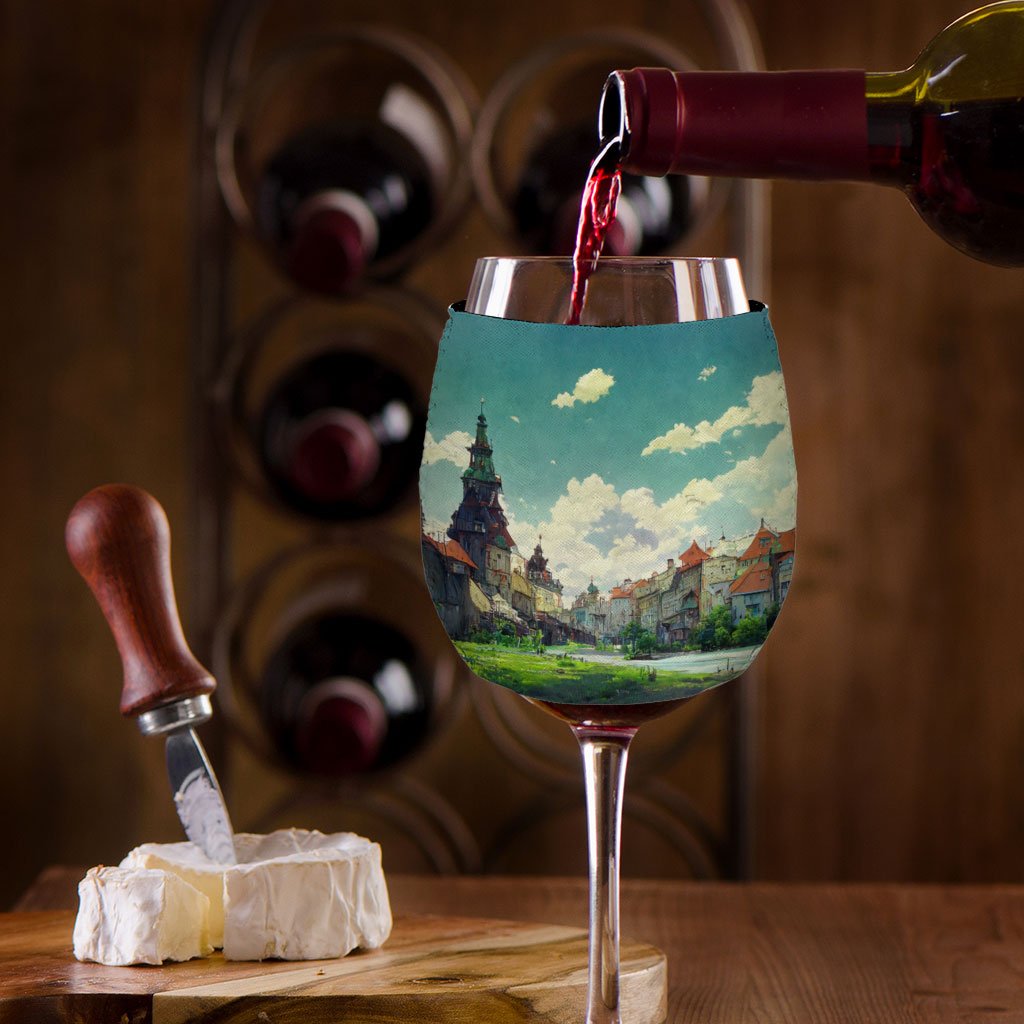 City Landscape Cartoon Art Wine Glass Sleeve – Anime Wine Glass Sleeve