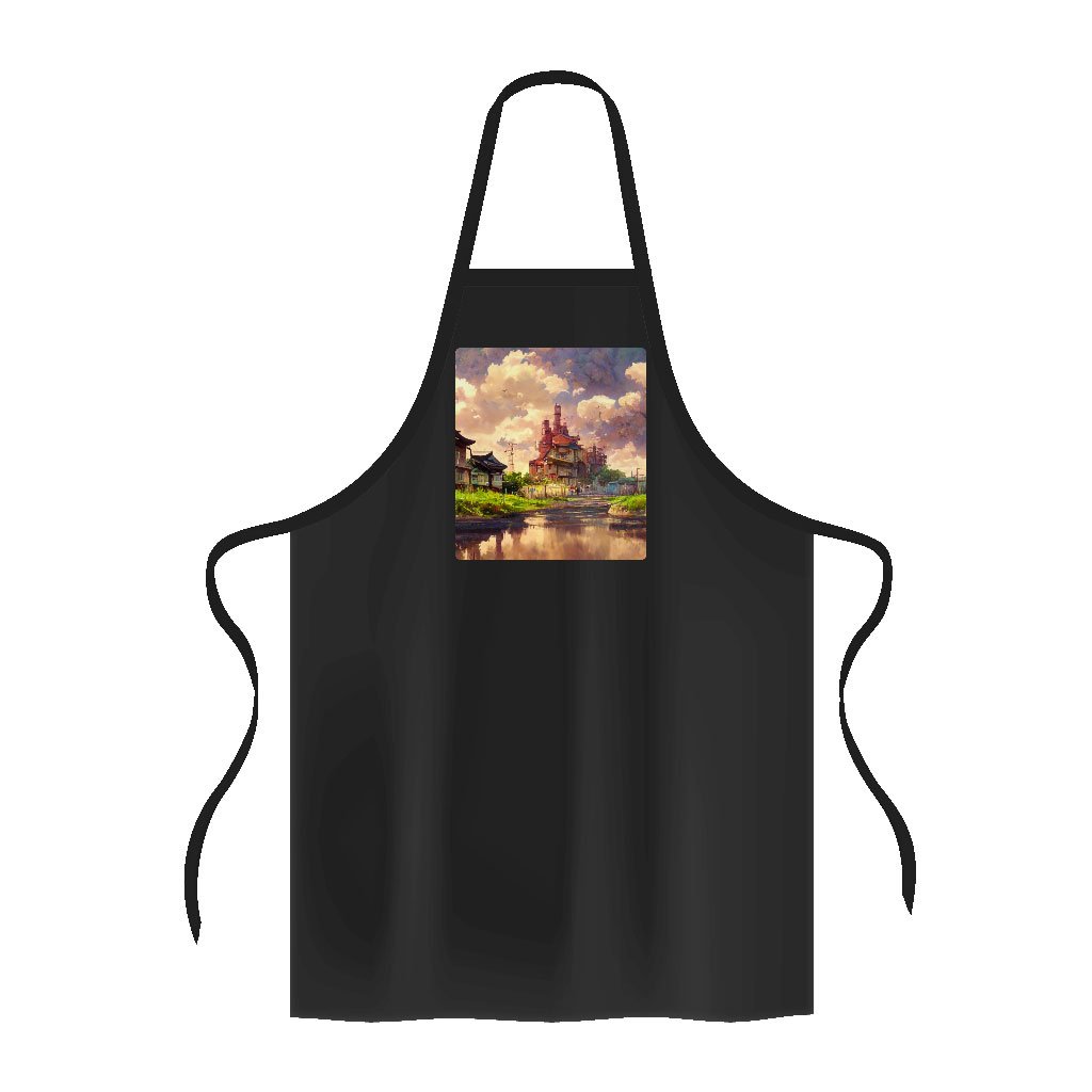 Anime City Skyline Art Apron - Painting Cooking Apron - Graphic Apron for Women