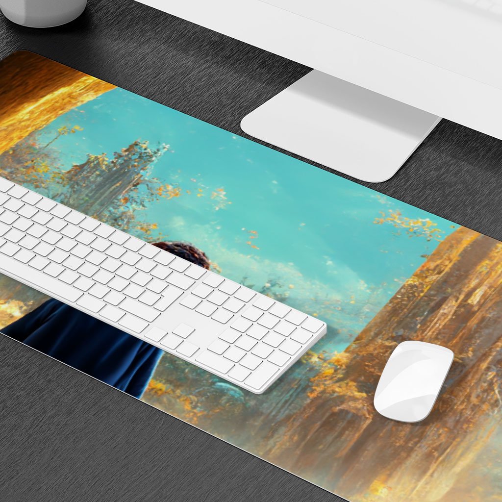 Mystical Fantasy World Art Desk Mat – Landscape Desk Pad – Magic Laptop Desk Mat