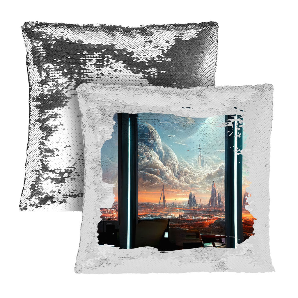 Space Station City Art Sequin Pillow Case – Graphic Pillow Case | Shopamericaio