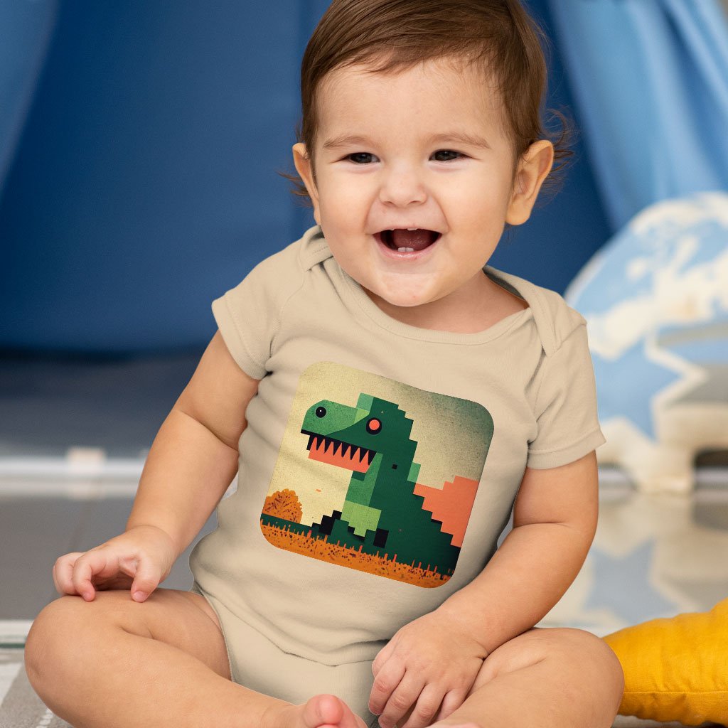 Dinosaurs Pixel Art Baby Jersey Onesie – Dino Baby Onesie | Shopamericaio
