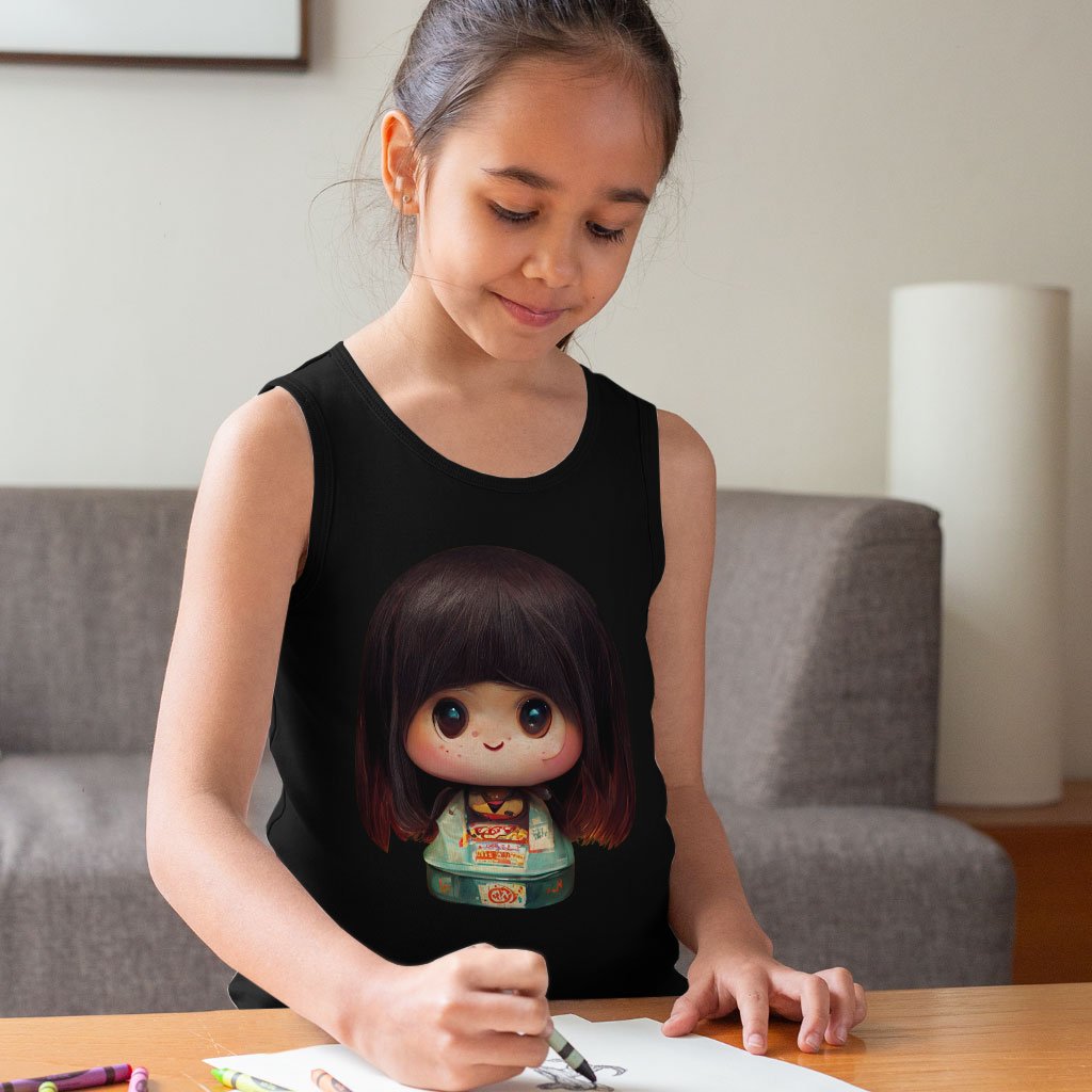 Girl Print Kids’ Jersey Tank – Japanese Sleeveless T-Shirt – Cute Kids’ Tank Top