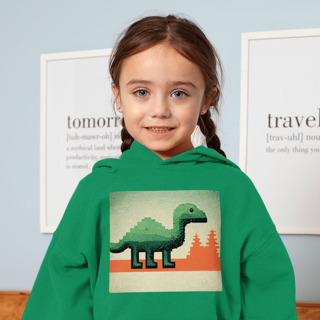 Dino Toddler Hoodie – Pixel Toddler Hooded Sweatshirt – Graphic Kids’ Hoodie