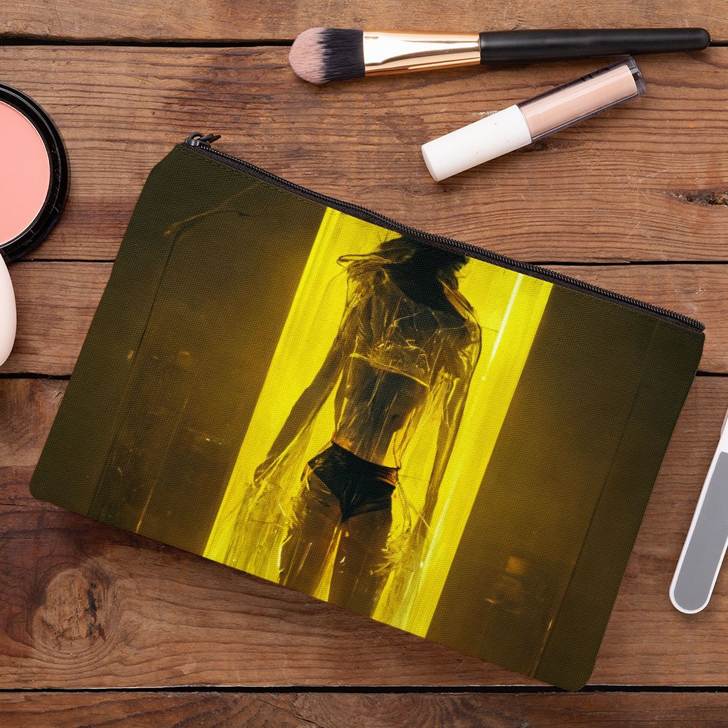 Woman Silhouette Art Makeup Bag – Printed Cosmetic Bag – Futuristic Makeup Pouch