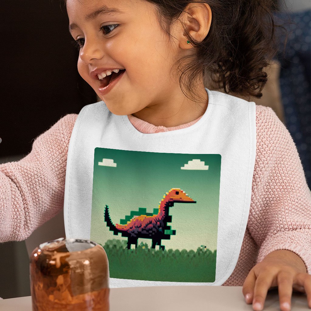Cute Dinosaur Baby Bibs – Retro Baby Feeding Bibs – Pixel Bibs for Eating