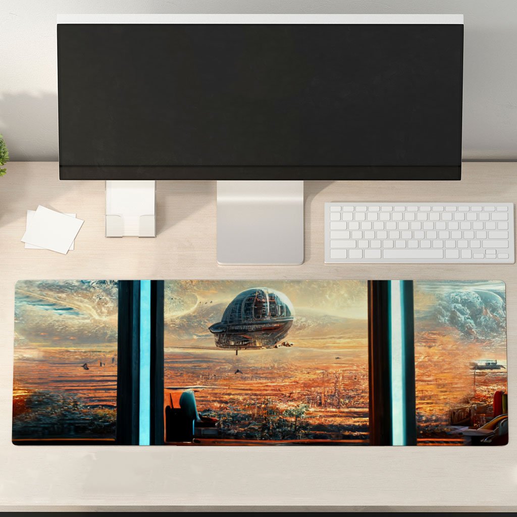 Future City Art Desk Mat – Printed Desk Pad – Cool Laptop Desk Mat