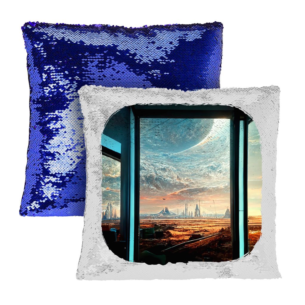 Futuristic City Night Art Sequin Pillow Case – Future World Pillow Case