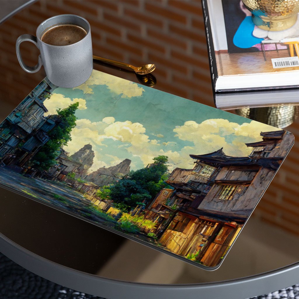 Anime City Digital Art Placemats 2 PCS – Cartoon Placemats for Kitchen Table