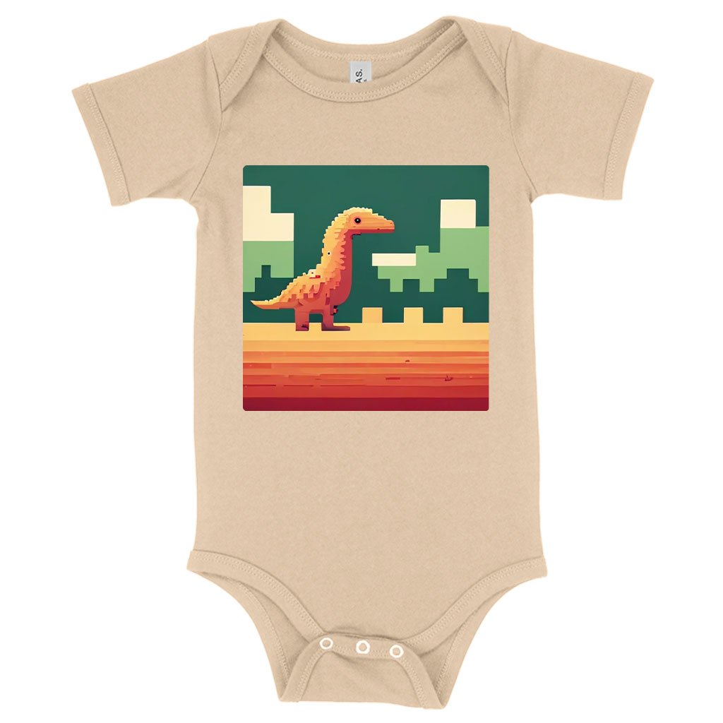 Cute Dino Pixel Baby Jersey Onesie – 8 Bit Baby Onesie | Shopamericaio