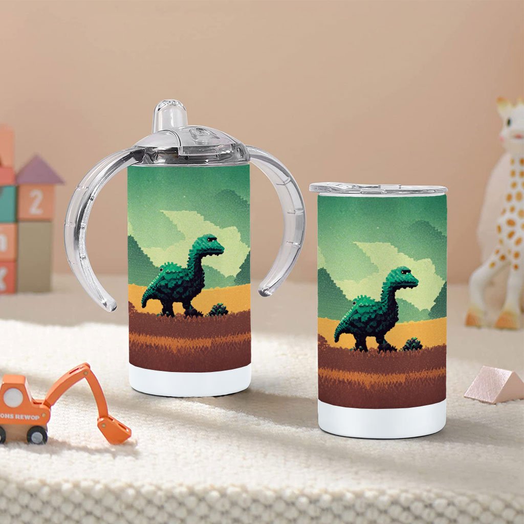 Cute Dino Sippy Cup – Pixel Baby Sippy Cup – Printed Sippy Cup | Shopamericaio