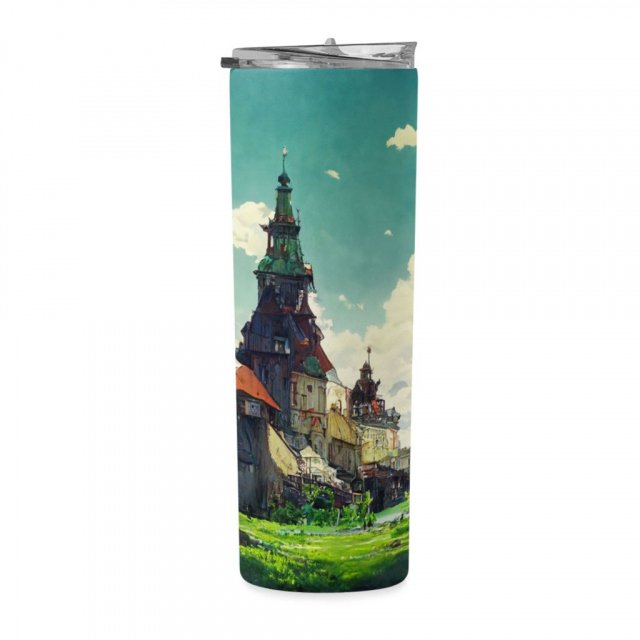 City Landscape Cartoon Art 20oz Skinny Tumbler – Cartoon Travel Mug
