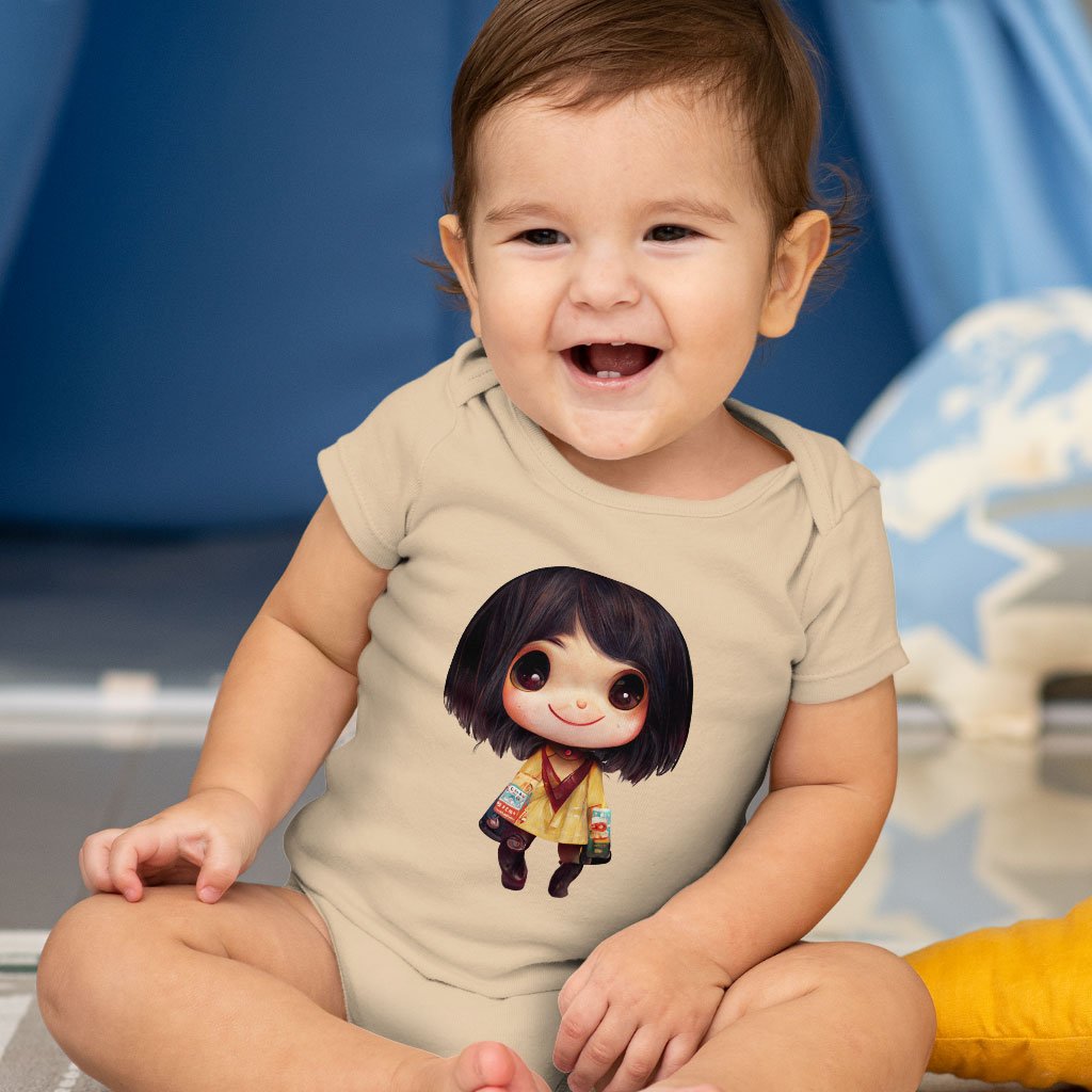 Kawaii Anime Face Baby Jersey Onesie – Cute Baby Onesie | Dino Pixel Art Puzzles